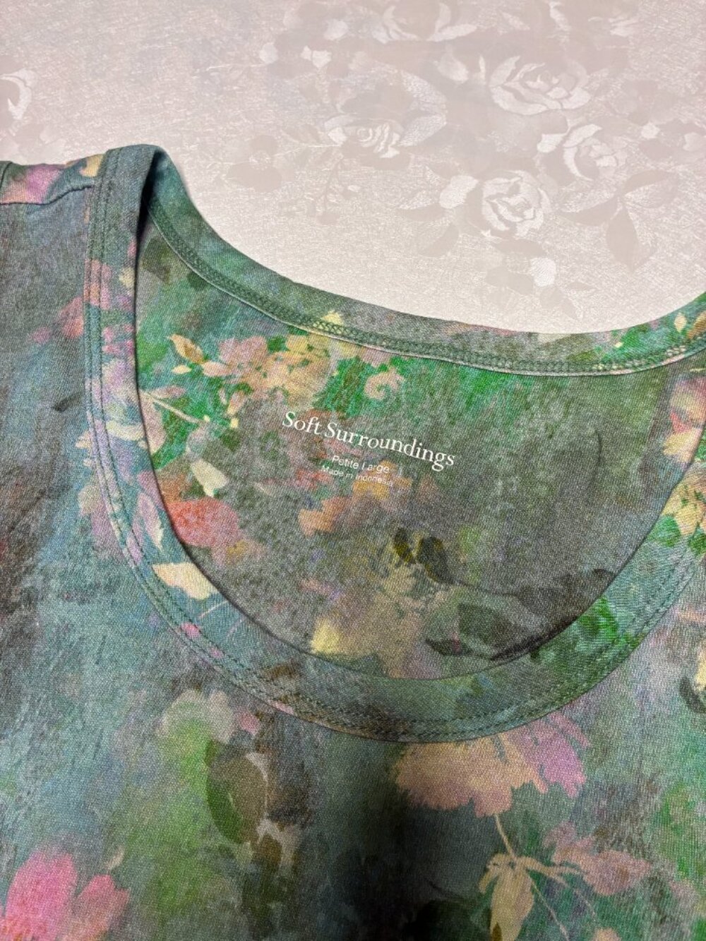 Soft Surroundings Dress Large Petite Multicolor Watercolor Floral Tank Maxi - Picture 3 of 6